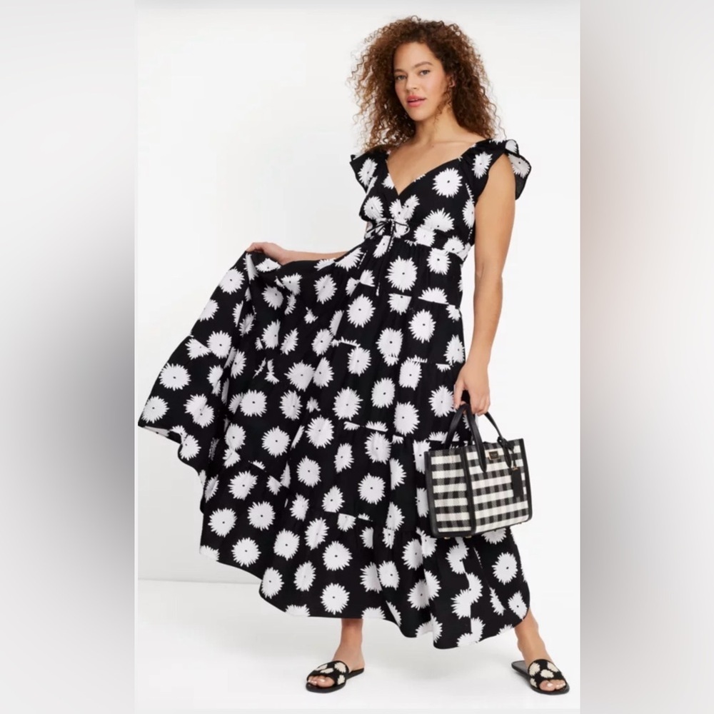 Kate Spade Pom Pom Floral Smocked Dress XXL Like New - Picture 6 of 14